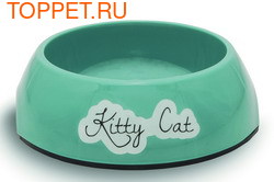 Beeztees Миска Kitty для кошек меламин нескользящая голубая 14х4,5см