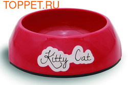 Beeztees Миска Kitty для кошек меламин нескользящая красная 14х4,5см
