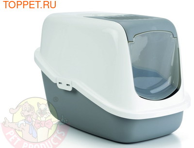 Beeztees Nestor Туалет-домик для кошек серый 56х39х40см