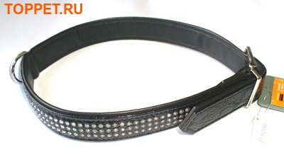 Hunter Ошейник Modern Kroko для крупных собак черный лак с камнями Swarovski, 65см Hunter Ошейник Modern Kroko для крупных собак черный лак с камнями Swarovski, 65см