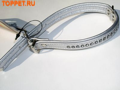 Hunter Ошейник Modern Art Luxus , серебро, с камнями Swarovski, кожзам 24/11, 17-21см Hunter Ошейник Modern Art Luxus , серебро, с камнями Swarovski, кожзам 24/11, 17-21см