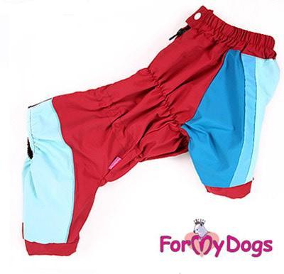 ForMyDogs Дождевик для боксера, хаски, добермана, цвет синий/красный, модель для мальчика, размер С1, спина 55см