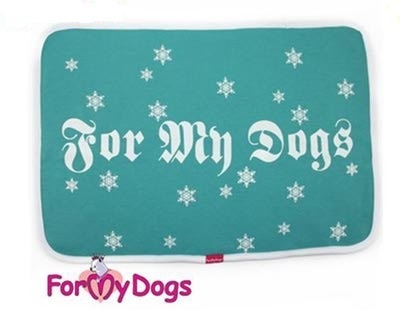ForMyDogs Пледик-подстилка-коврик бирюза, Снежинки, размер 65х45см.
