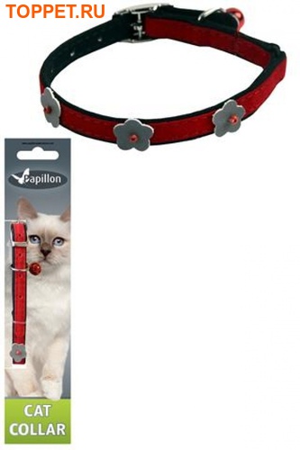 Papillon     10/28,  (Reflective velvet cat collar 10 mm x 28 cm, colour red) 270103