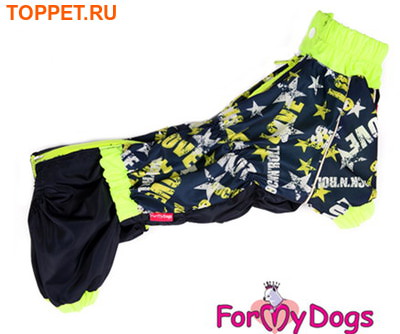ForMyDogs Дождевик для таксы из супер водонепроницаемой ткани на гладкой подкладке, цвет синий, модель для мальчиков, размер ТМ1