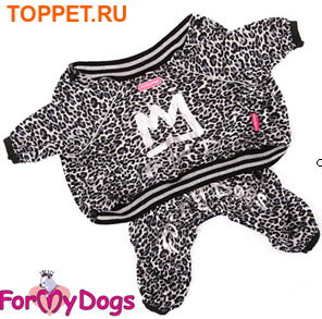 ForMyDogs Костюм для собак "Леопард" из мягкого трикотажа без капюшона, черный, размер №12 ForMyDogs Костюм для собак "Леопард" из мягкого трикотажа без капюшона, черный, размер №12