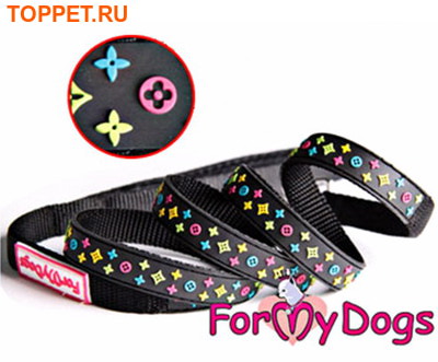 ForMyDogs Поводок для собак "Stars", цвет черный, размер 13,0ммх1,2м