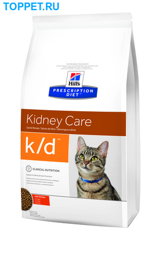HILL'S Диета для кошек K/D лечение заболеваний почек, профилактика МКБ оксалаты, ураты, сух.
