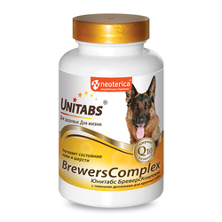 Unitabs BreversComplex с Q10 Витамины для собак крупных пород с пивными дрожжами 100таб
