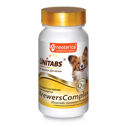 Unitabs BreversComplex с Q10 Витамины для собак мелких пород с пивными дрожжами 100таб
