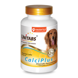 Unitabs CalciPlus с Q10 Витамины для собак Кальций, фосфор и витамин D 100таб