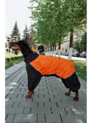 LifeDog Дождевик для крупных пород собак, черно/оранжевый, размер 7XL, спина 75-85см
