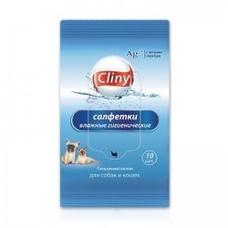Cliny Салфетки влажные гигиенические для собак и кошек, 10шт