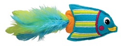 Kong Игрушка для кошек Тропическая рыбка 12 см фетр/перья/кошачья мята голубая