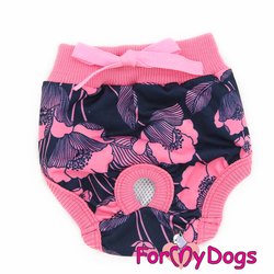 ForMyDogs Трусики для собак "Маки" черно/розовые для девочки, размер 12