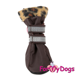 ForMyDogs Обувь для мелких пород собак на флисовой подкладке, коричневые, размер №1