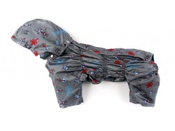 ZooAvtoritet Дождевик для собак Дутик, серый/робот, размер L, спина 32-36см