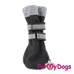 ForMyDogs Сапоги для собак из нейлона на флисе, цвет черный, размер №1
