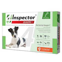 Экопром Inspector Квадро капли для собак от 4кг до 10 кг от наружных и внутренних паразитов