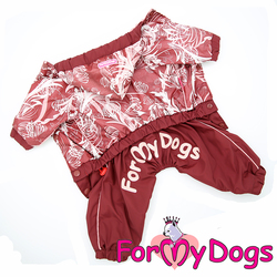 ForMyDogs Дождевик для собак "Цветы" бордо, модель для девочек, размер 18, 20