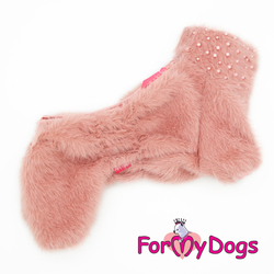 ForMyDogs Комбинезон-шубка для собак "Жемчужина"розовый цвет, модель для девочек, размер 18, 20