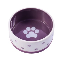 КерамикАрт Миска керамическая нескользящая для собак 360 мл белая с фиолетовым