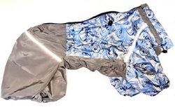 ZooTrend Дождевик для средних пород собак серо/голубой "Узоры", размер XL, спина 40см
