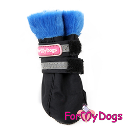 ForMyDogs Сапоги для маленьких собак, черно/синие, размер №0
