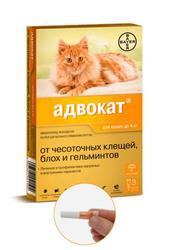 Bayer Адвокат антипаразитарный препарат для кошек до 4кг 3пипетки*0,4мл