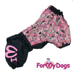 ForMyDogs Комбинезон для вельш-корги черно/розовый, модель для девочек, размер К43