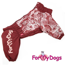 ForMyDogs Дождевик для больших пород собак бордо/белый, модель для девочки, размер D2