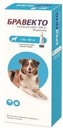 Intervet Бравекто капли спот-он от блох и клещей для собак 20 - 40 кг 1000 мг