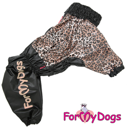 ForMyDogs Дождевик для крупных собак "Лео" черно/коричневый, модель для мальчиков, размер В3, спина 50см