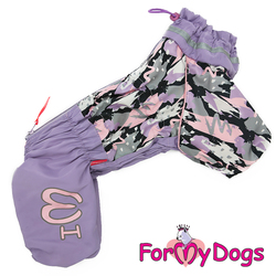 ForMyDogs Дождевик для собак сиреневый, модель для девочек, размер №22, спина 42см