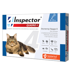 Экопром Инспектор Капли Квадро для кошек от 8кг до 15кг от внешних и внутренних паразитов