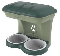 BAMA PET Миска для собак настенная двойная 1600 мл 48х27х42h см, зеленая