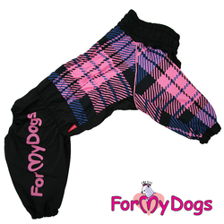 ForMyDogs Дождевик для больших собак, черно/розовый в клетку, модель для девочки, размер D1, D2