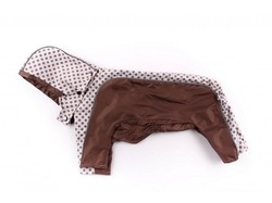 ZooAvtoritet Дождевик для собак Дружок, коричневый/горох, размер XL, спина 36-40см