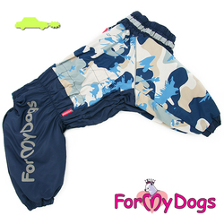 ForMyDogs Комбинезон для больших собак сине/серый камуфляж, размер С1, С2, модель для мальчиков