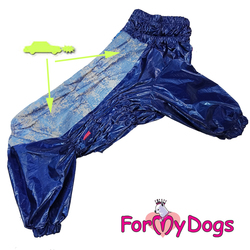 ForMyDogs Дождевик для больших собак синий, модель для мальчиков, размер С2