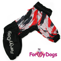 ForMyDogs Дождевик для больших собак, черно/красный, модель для девочки, размер D1, D2