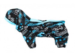 ZooAvtoritet Комбинезон для собак Дутик, черный/бирюза, флис Мембрана, размер XL, спина 36-40см