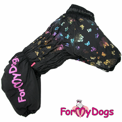 ForMyDogs Комбинезон для больших собак "Бабочки" черный, размер С1, С2, модель для девочек