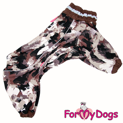 ForMyDogs Дождевик для больших собак коричневый камуфляж, модель для мальчиков, размер В3, С1, С3, D2