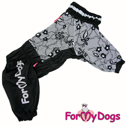 ForMyDogs Дождевик для больших пород собак черный, модель для девочки, размер С3, D1