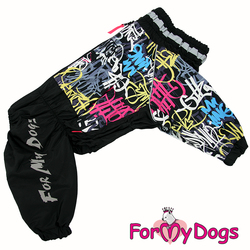 ForMyDogs Дождевик для больших собак черный, модель для мальчиков, размер С2, С3, D2