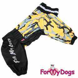 ForMyDogs Дождевик для крупных собак черно/желтый, модель для мальчиков, размер С2, С3, D1
