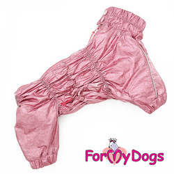 ForMyDogs Дождевик для собак розовый металлик, модель для девочек, размер №22, спина 42см