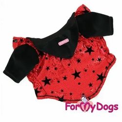 ForMyDogs Толстовка для мелких собак с паетками, черно/красная, размер 16