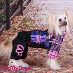 ForMyDogs Дождевик для собак черно/розовый в клетку, модель для девочек, размер №10, №12, №20